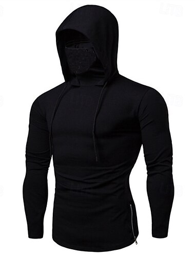  Herren Kapuzenshirt mit Maske Fitness-Hoodie Trainings-Hoodie Langarm Kapuzenshirt Casual Athlässigkeit Herbst warm Windundurchlässig Atmungsaktiv Fitnesstraining Laufen Gehen Sportbekleidung