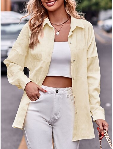  Damen Freizeitjacke Outdoor Strasse Freizeitskleidung Herbst Winter Standard Mantel Regular Fit warm Atmungsaktiv Stilvoll Brautkleider schlicht Jacken Langarm Feste Farbe Mit Taschen Gelb Rosa Blau