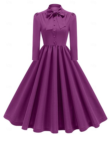  Retro Vintage 1950er Hepburn Kleid A-Linie Rundhals Damen Karneval Neujahr Maskerade Alltagstauglich Junggesellinnenabschiedsparty Erwachsene Kleid