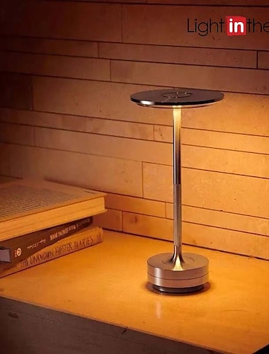  aluminium draadloze tafellamp led tri-color touch dimmen oplaadbare desktop nachtlampje led leeslamp voor restaurant hotel bar slaapkamer decorverlichting