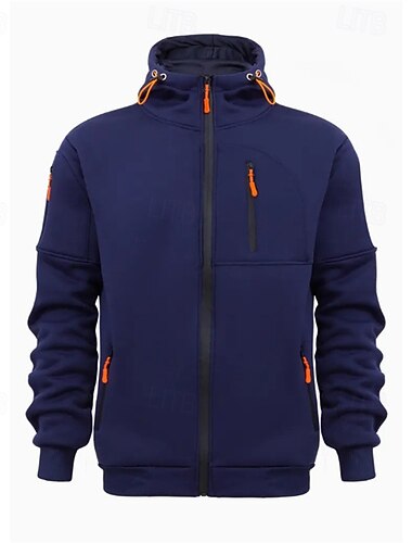  Homens Full Zip Hoodie Moletom com zíper Preto Branco Vinho Azul Marinha Azul Real Com Capuz Tecido Zip Up Bolsos Desportos e Ar livre Diário Feriado Poliéster Roupa de rua Básico Casual Primavera