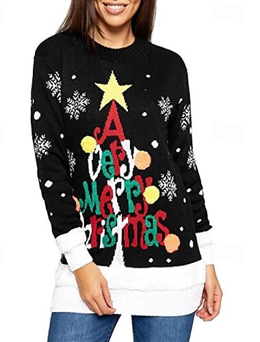  Árboles de Navidad Feliz Navidad Suéter navideño feo Pullover Saltador Mujer Navidad Año Nuevo Nochebuena Navidad Innovador Gracioso Adultos Fiesta Navidad Cima