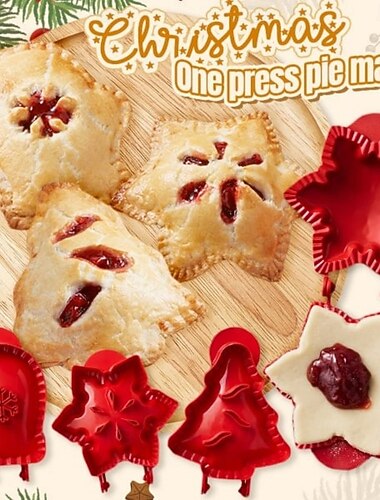  クリスマス用ワンプレスハンドパイメーカー、アップルパイとペストリー用のクリスマスクッキー型、ホリデークッキーカッターとパイクラストプレスツール