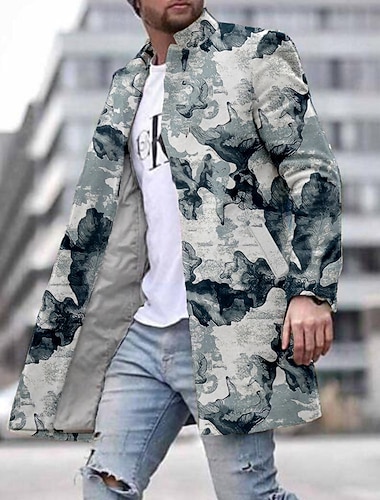  Homens Pintura a Tinta Casaco de inverno Casaco de lã Casaco Térmica Confortável Artistíco Casual Ao ar livre Traje de festa para noite Roupa Diária Botões Impressão 3D Bolso frontal Inverno Aberto