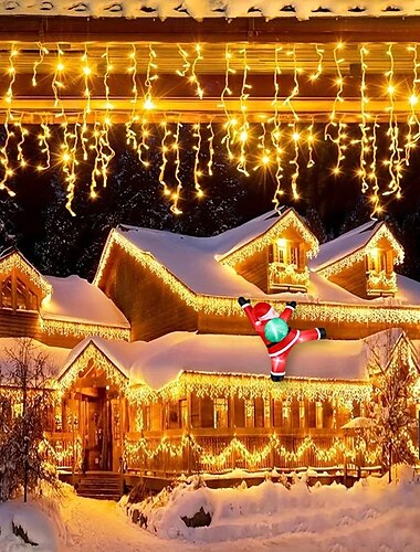  10m 400leds solar icecle κουρτίνα κορδόνι χριστουγεννιάτικη εξωτερική αυλή μαρκίζες κήπου φράχτη σκάλες γιορτινή ατμόσφαιρα διακοσμητικό φωτιστικό κορδόνι