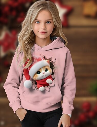 Новогодняя тематика Девочки 3D Графика Снеговик Толстовка Длинный рукав Осень Зима Мода Очаровательны Классический Полиэстер Дети 4-12 лет Капюшон на открытом воздухе Повседневные Стандартный   Новогодняя тематика Девочки 3D Графика Снеговик Толстовка Длинный рукав Осень Зима Мода Очаровательны Классический Полиэстер Дети 4-12 лет Капюшон на открытом воздухе Повседневные Стандартный