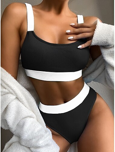  Femme Maillots de Bain Bikinis Maillot de bain Vacances Bloc de couleur Sans Bretelles Maillots de bain