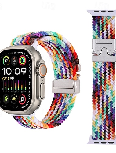  Sportarmband Kompatibel mit Apple Watch Armband 38mm 40mm 41mm 42mm 44mm 45mm 49mm Geflochten Verstellbar Stoff Ersatzarmband für iwatch Ultra 2 Series 9 8 7 SE 6 5 4 3 2 1