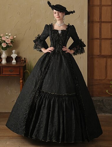  Gothique Rococo Inspiré vintage Robe Perruques de cosplay Costume de fête Princesse Shakespeare Couleur Unie Robe de bal Déguisement Femmes Noël Halloween Carnaval Soirée Mascarade Carnaval de Venise