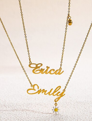  Julegaver til kvinner mamma henne tilpasset navnehalskjede personlig 18K gullbelagt navneskilt tilpasset smykke gave til kvinner