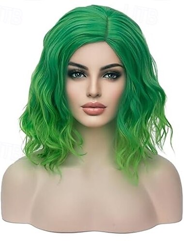  peruca parte lateral curto encaracolado ondulado bob peruca cabelo perucas sintéticas cosplay traje festa perucas