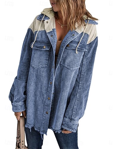  Damen Freizeitjacke Outdoor Strasse Freizeitskleidung Herbst Winter Standard Mantel Regular Fit warm Atmungsaktiv Stilvoll Brautkleider schlicht Jacken Langarm Feste Farbe Mit Taschen Rosa Blau Grün
