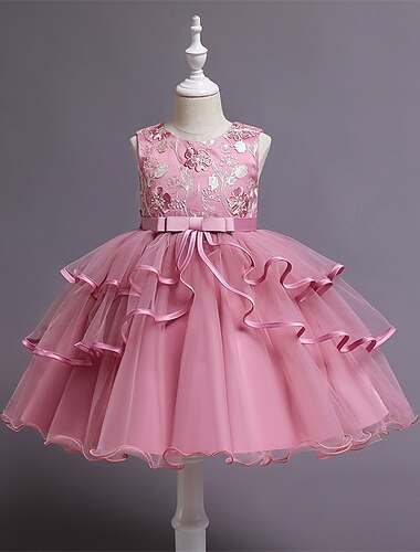  Infantil Para Meninas Vestido Cosplay Vestido de festa Côr Sólida Sem Manga Espetáculo Natal Com Transparência Frente Única Patchwork Lindo Doce Poliéster Longo Vestido de festa Vestido Swing Vestido