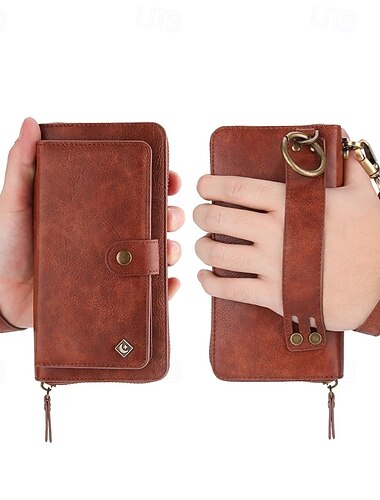  Phone Case For S24 S23 S22 S21 Ultra Plus S20 Back Cover with Stand Holder Magnetic Zipper Retro TPU PU Leather