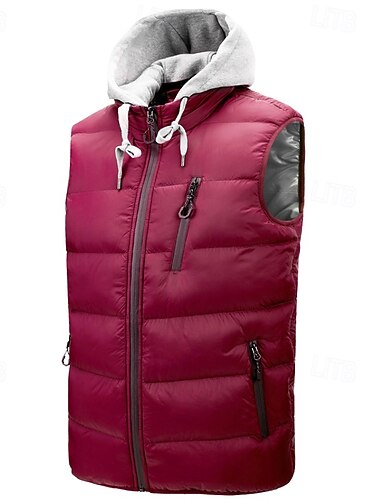  Férfi Puffer Vest Hétköznapi viselet Vakáció Alkalmi Divat Alap Tavasz & Ősz Cipzár Poliészter Kényelmes Sima Cipzár Kapucni Normál Fekete Sárga Rubin Lóhere Mellény