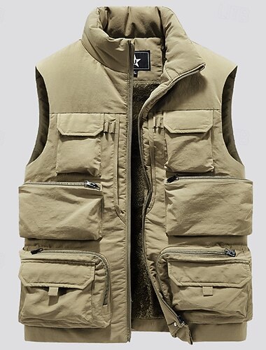  Herren Fleece-Weste Outdoor-Weste Angelweste Täglich Verabredung Urlaub Modisch Brautkleider schlicht Herbst Winter Tasche Polyester warm halten Komfortabel Feste Farbe Reisverschluss Ständer Regular
