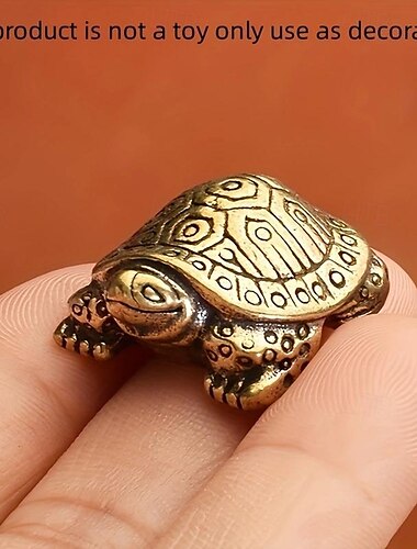  Adorno de tortuga de la longevidad de latón antiguo, decoración auspiciosa para el hogar, pequeño obsequio para los amantes de las mascotas de té