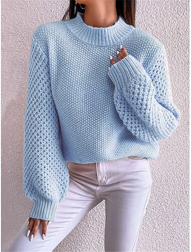  Per donna Felpa Pullover Maglione Informale Morbido Colore puro A coste Girocollo Lavorato a maglia Manica lunga Top regolari Maglia Esterno Giornaliero Fine settimana Bianco Rosa Autunno Inverno