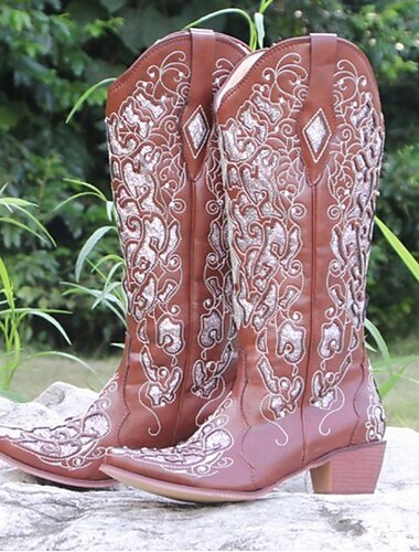  Retro Antiguo Hippie Años 70 Zapatos bota vaquera Hippie Vaquero del oeste Mujer Carnaval Mascarada Vacaciones Fiesta / Noche Ropa Cotidiana Adulto Zapatos