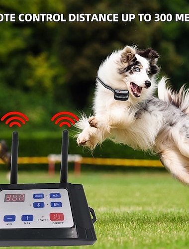  990 Yards 2-in-1-Hundedrahtloses Elektrozaun-Trainingshalsband, Upgrade, wasserdichtes, wiederaufladbares Eindämmungssystem, Haustierzaun, Anti-Ausreißer