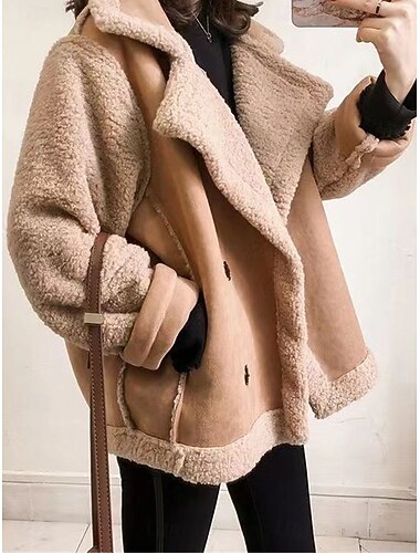  Per donna Giacca in pile Cappotto teddy Giacca con cappuccio Tenere al caldo Traspirante Bottoni Tasche In pile Informale Liscio Da mare Strada Da tutti i giorni Per uscire Monopetto Standard Collo