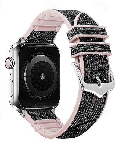  Solo-Loop Kompatibel mit Apple Watch Armband 38mm 40mm 41mm 42mm 44mm 45mm 49mm Glitzer Verstellbar Silikon Ersatzarmband für iwatch Ultra 2 Series 9 8 7 SE 6 5 4 3 2 1
