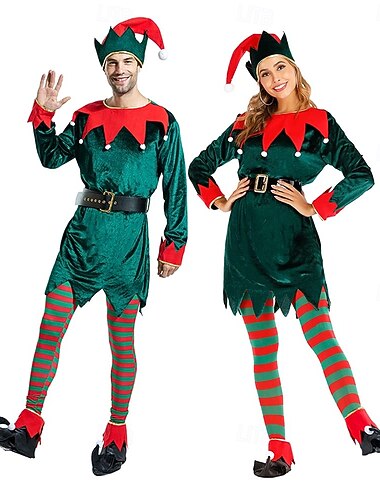  Manó Felszerelések Divatos jelmez Karácsonyi öltözék Férfi Női Cosplay jelmez Felnőttek Karácsony Újév szenteste Karácsony Parti Felső Öv Zoknik Cipők Kalap