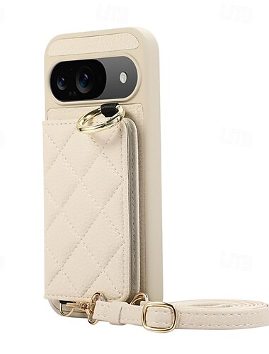  Handy Hülle Handyhüllen Für Pixel 9 Pro Pixel 9 Pro XL Pixel 8 Pro Pixel 8 Pixel 9 Rückseite mit Halterung mit Lanyard Kartenschlitz Retro TPU PU-Leder