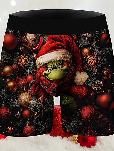  Kerstman Groen Monster Harig Kerst pyjama Boxer shorts Ondergoed kerstcadeau Voor heren Grappig Kerstmis Patroon Volwassenen Kerstmis Nieuwjaar kerstavond Kerstmis Feest