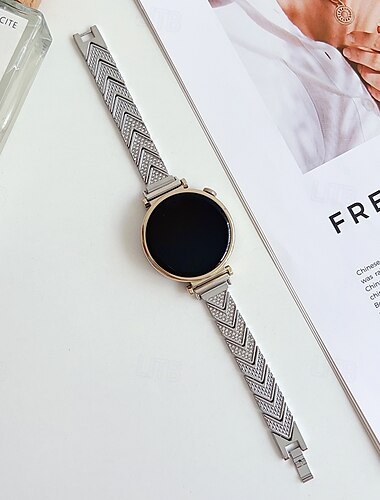  Óraszíj mert Samsung Galaxy Watch 7/6/5/4 40/44mm, Galaxy Watch 5 Pro 45mm, Galaxy Watch 6/4 Classic 42/46/43/47mm, Watch 3, Active 2, Gear S3 S2 ötvözet Csere Szíj Női Csillogás Bling Diamond Solo