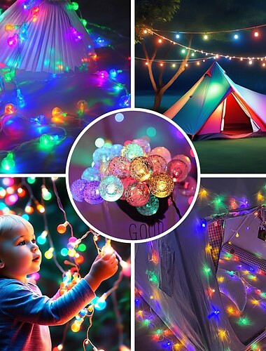  12 m/20 m/30 m Lichterkette, LED-Kugel-Lichterkette, 100–800 LEDs EL 5 mm mit 13-Tasten-Fernbedienung – Warmweiß/Kaltweiß/Mehrfarbig für die Feiertage &Weihnachtsdekorationen für die Terrasse