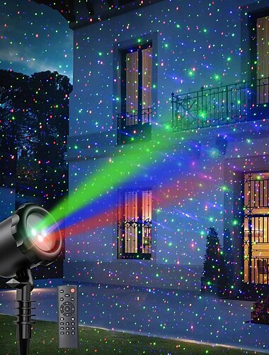  laser kerstprojectorverlichting buiten, 3 kleuren 50 voet projectie vakantieprojectorlicht met afstandsbediening vuurvliegjesverlichting sterrendouche laserverlichting kerstversiering buiten voor