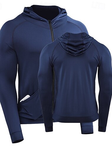  Herren Laufshirt Sport Top Langarm T-Shirt Casual Athlässigkeit Herbst Atmungsaktiv Schnelltrocknend Fitnesstraining Laufen Gehen Sportbekleidung Sportkleidung Einfarbig Schwarz Weiß Dunkelmarine