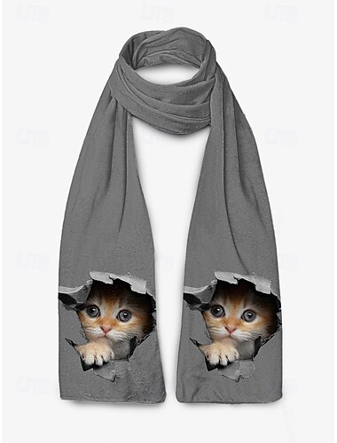  Weicher blauer Damenschal mit Katzen-Print – entzückendes Peekaboo-Kätzchen-Design, gemütliches und süßes Accessoire für Katzenliebhaber
