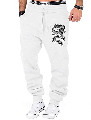  Herren Drache Jogginghose Trainingshose Jogginghose Jogger Hosen Hose Mittlere Taillenlinie Elastischer Kordelzug in der Taille Modisch Outdoor Alltagskleidung Casual Tasche Frühling Herbst Winter