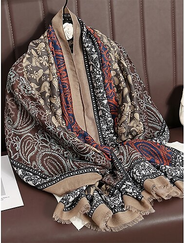  Übergroßer Schal für Damen im Vintage-Paisley-Print – weicher und warmer Schal für den Winter, Freizeit und formelle Anlässe