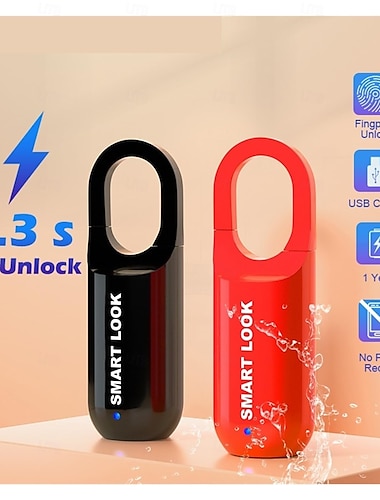  Cerradura inteligente con cerradura de huella dactilar, mini cerradura con cerradura de huella dactilar, candado inteligente, cerradura electrónica biométrica, carga USB sin llave