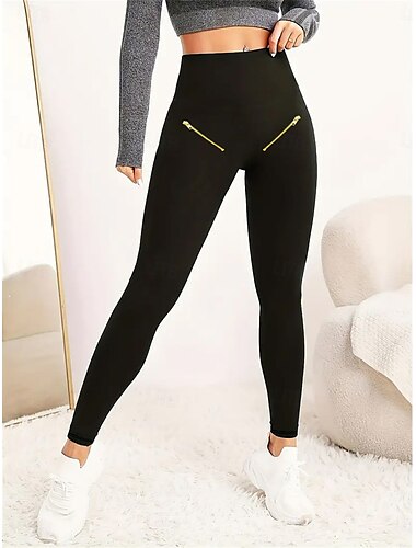 Femme Legging Mode Vêtement de rue Toute la longueur Taille haute Graphic Imprimé Coupe haute Confortable Doux Micro-élastique Extérieur Plein Air Noir 1 # Noir Printemps & Automne Standard