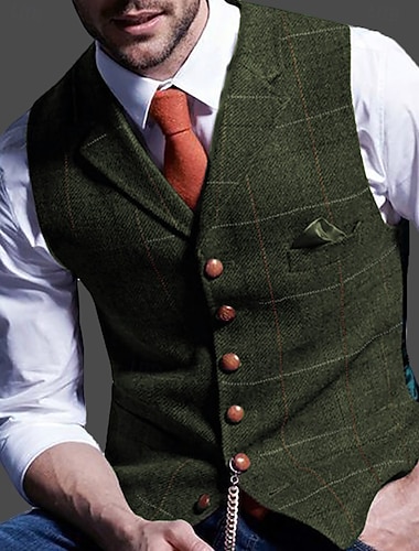  Pánské Retro Kamizelka Smrčkový steh Na míru Otevřené Dvouřadové sako s více knoflíky Vodní modrá Trávová zelená Khaki 2023