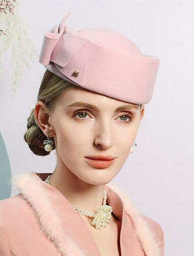  klobouky 100% vlna baret klobouk fedora klobouk svatební koktejl elegantní svatba s mašličkou čistá barva pokrývka hlavy pokrývka hlavy