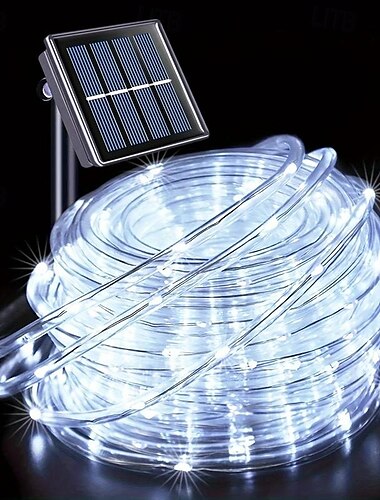  7m-50leds/12m-100leds/22m-200leds Weihnachts-Solarröhrenlampe für den Außenbereich, Innenhof, Balkon, Zaun, Treppe, festliche Atmosphäre, dekorative Lichterkette