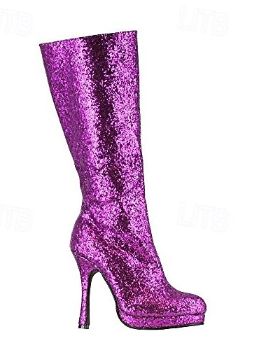  Metálico Lentejuelas Años 80 Zapatos Botas hasta la rodilla Tacón alto Lentejuelas Mujer Disfraz de carnaval Carnaval Fiesta Discoteca Desfile del orgullo Adulto Zapatos