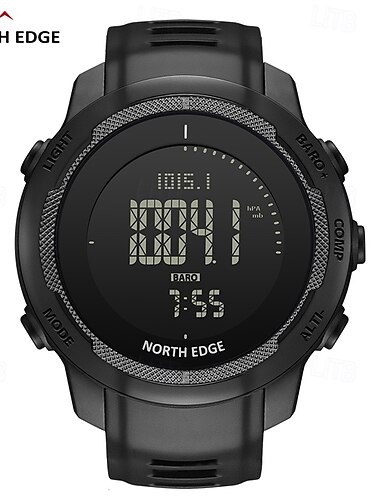  Montre numérique pour homme North Edge avec boîtier en fibre de carbone pour homme, sport, course à pied, natation, montre wr50m, altimètre, baromètre, boussole, thermomètre, chronomètre, compte à