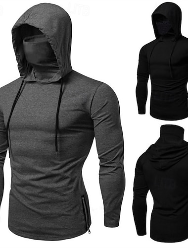  Hombre Sudadera con capucha con máscara Sudadera con capucha de fitness Sudadera con capucha de entrenamiento Manga Larga Sudadera Casual Ropa Deportiva Otoño Mantiene abrigado Resistente al Viento