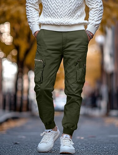  Ανδρικά Παντελόνια με τσέπες Παντελόνι Cargo Παντελόνια Κορδόνι Ελαστική μέση Πολλαπλή τσέπη Σκέτο Αναπνέει Για Υπαίθρια Χρήση Πλήρες μήκος Causal Καθημερινά Καθημερινό Τακτικό