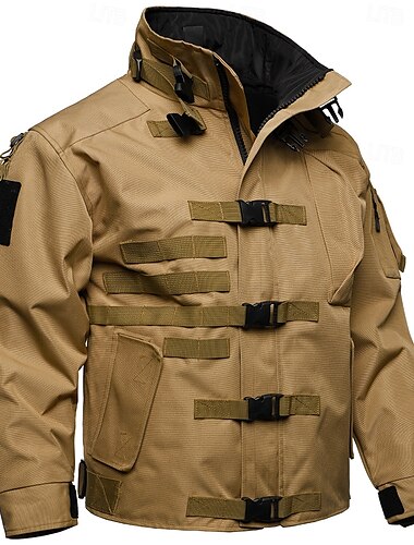  Herren Militärjacke Wanderjacke Taktische Jacke Sports Outdoor Campen und Wandern Wasserdicht Windbreaker Zip Tasche Winter Frühling & Herbst Feste Farbe Aktiv Sport und Freizeit Mit Kapuze Standard