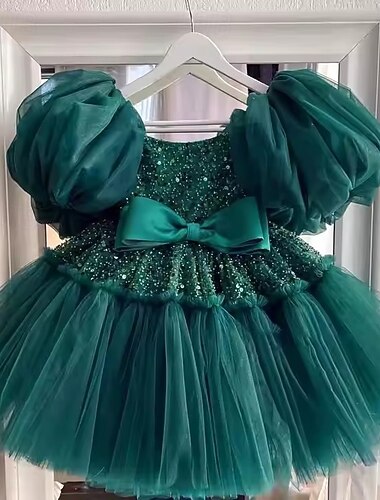  Bambino Da ragazza Vestito da festa Tinta unica Manica corta Prestazioni Retato Da principessa Dolce Retato Fino a metà polpaccio Vestito tubino Abito in tulle Estate Primavera Autunno Bambini Rosa