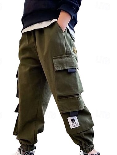  kinderkleidung Jungen Hose Hose Patchwork Tasche Feste Farbe Atmungsaktiv Weich Comfort Hose Outdoor Täglich Basic Schwarz Grün Mittlere Taille