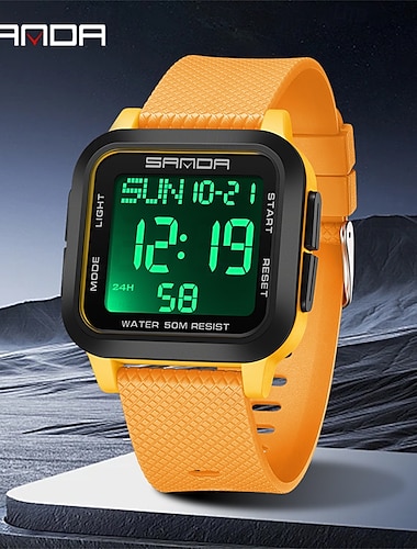  Montre Digitale SANDA pour Hommes Montre de Sport Mode Casual Affaires Réveil Lumineux Étanche Décoration Montre TPU