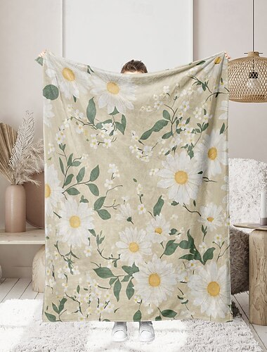  Blumendecke, weiche und gemütliche Überwurfdecke mit zartem Gänseblümchen-Design, perfekt, um Ihrem Schlafzimmer oder Wohnzimmer Komfort und Charme zu verleihen